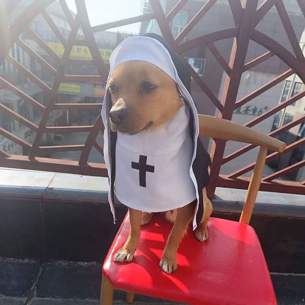 PET SHOW Nun Dog Costume For Small Medium Dogs Halloween Cosplay